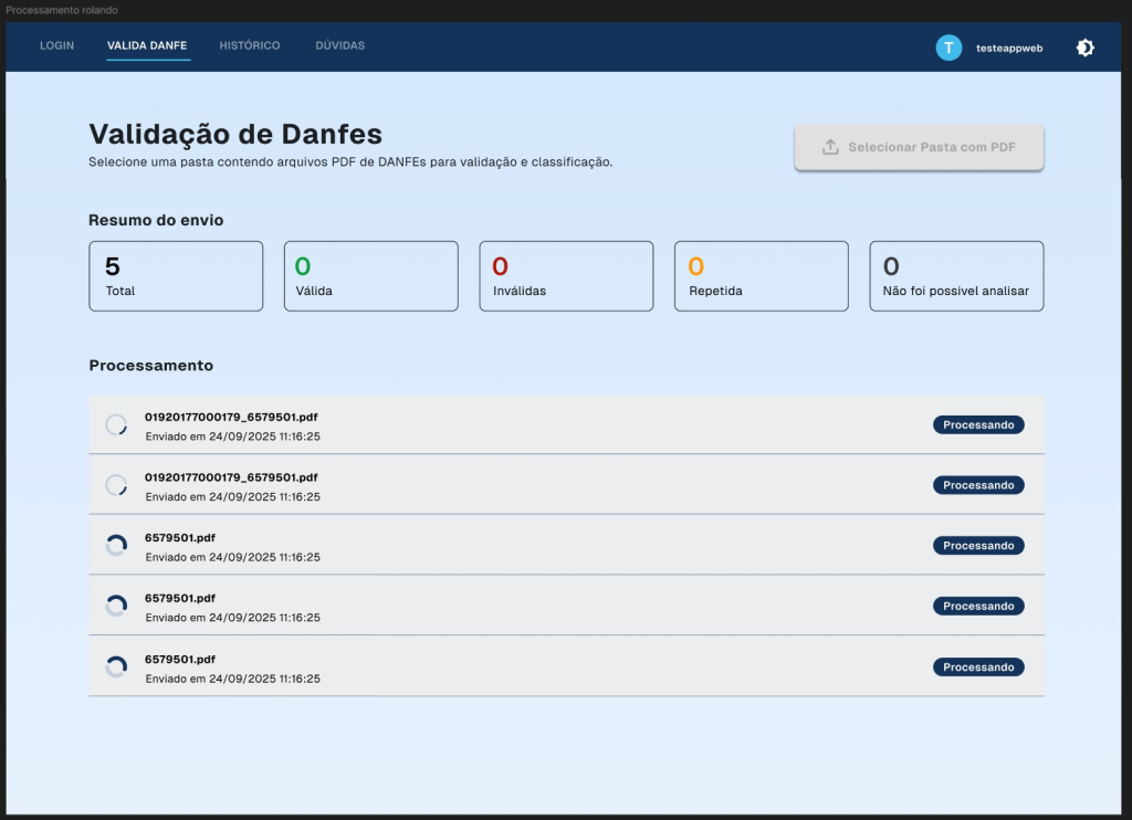 Validación de DANFEs, IA. 