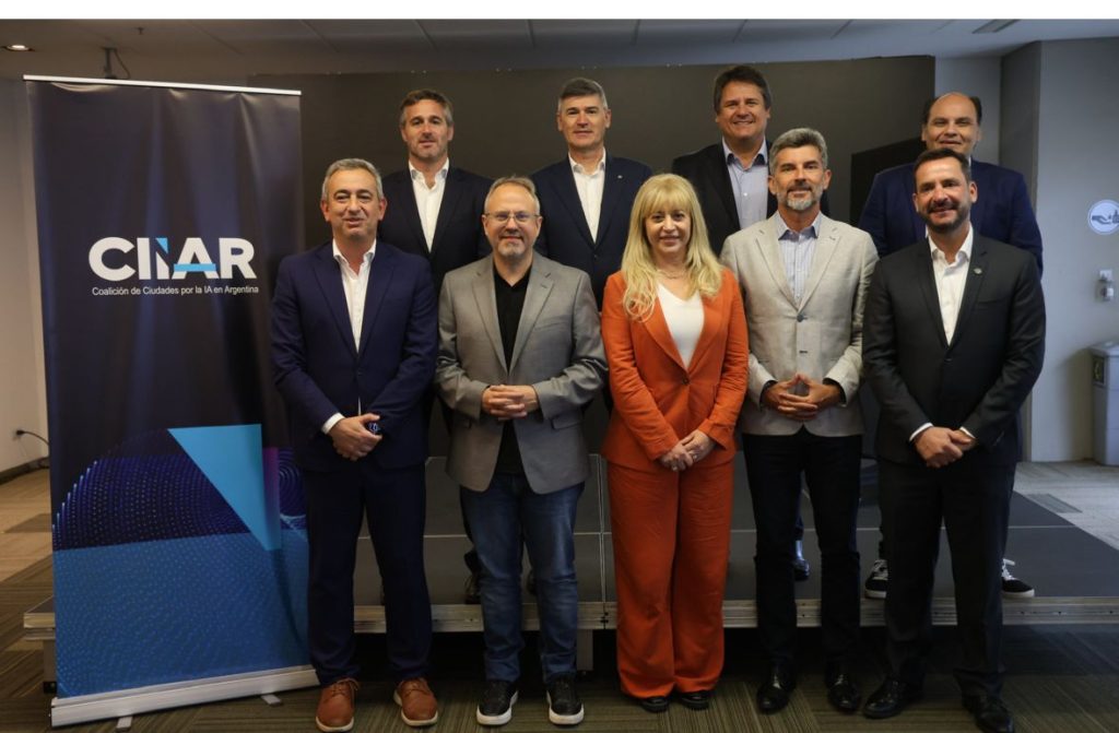 Intendentes que fundaron la Coalición de Ciudades por la IA en Argentina. Imagen: CIIAR.